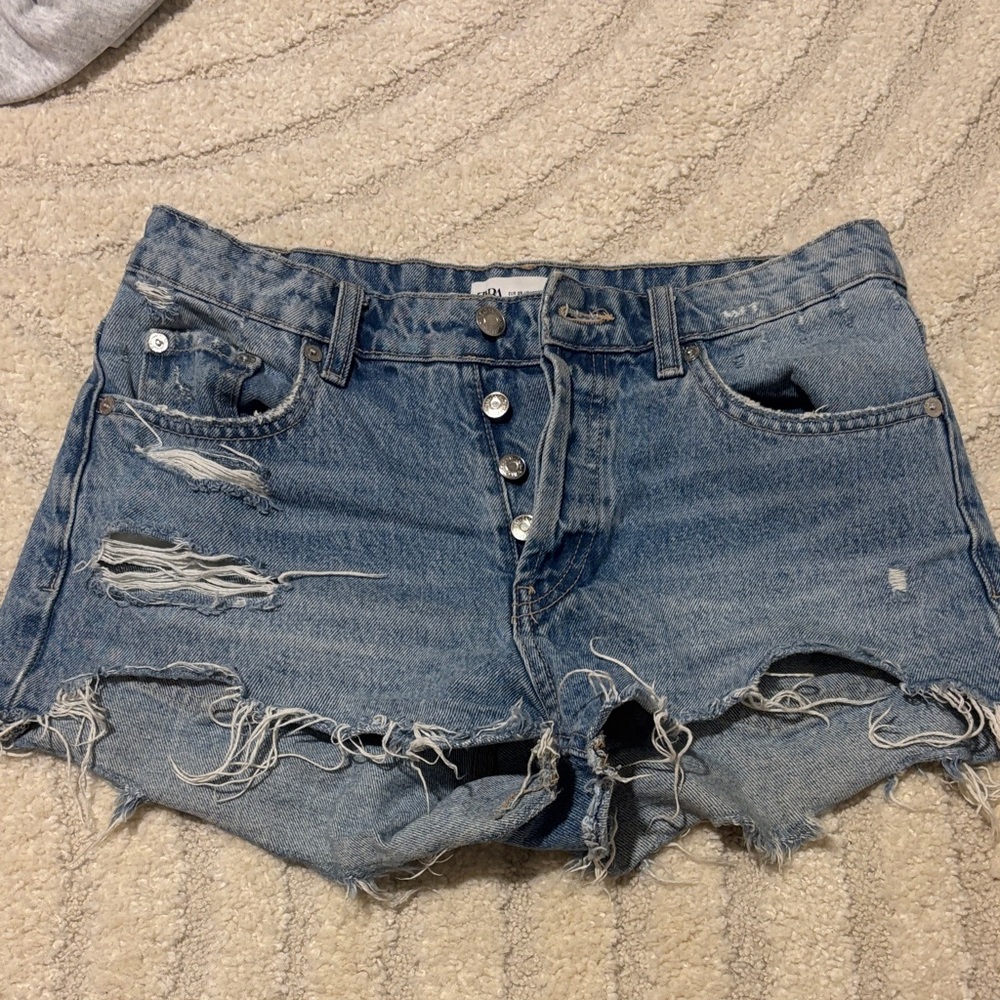 Zara Blue Distressed Jean Shorts